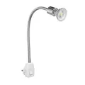 ledscom.de Steckdosenlampe LESCH Leselampe Schwanenhals, Schalter, Chrom inkl. GU10 LED Lampe 510lm 45° warm-weiß