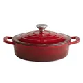 APS 88300 Bräter mit Deckel "5 STARS", Gusseisen, induktionsgeeignet, ofenfest, inkl. Deckelhalter, Ø 25 cm, 2,5 Liter, rot