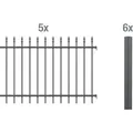 Alberts Zierzaun - Komplettset Chaussee, Höhe 100 cm, Länge 10 m, anthrazit, zum Einbetonieren - Dunkelgrau