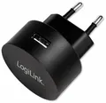 LogiLink PA0217 Fast Charging - USB Steckdosenadapter (1x USB-A, 10,5W) für Smartphones/Tablets/MP3-MP4 Player/eBooks/Navi/etc. mit Überlade-, Tiefentlade-, Überlast- und Kurzschlussschutz, schwarz