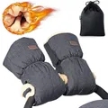 Orzbow Handwärmer Kinderwagen, Wasserdicht Künstliche Lammfell Handschuhe Kinderwagen mit Tasche, Winddicht Handmuff für Buggy, Winter Geschenk für Neue Eltern (Dunkelgrau)