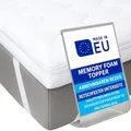 Pillows24 - Topper 90x200cm aus Memory-Schaum - 6cm hoch - Matratzentopper mit abnehmbarem Bezug & rutschfester Unterseite | EU - Weiß