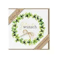 bsb - Glückwunschkarte Kleeblattkranz - Nature Card - Nachhaltige Karten zum Geburtstag - Glückwunschkarten mit Umschlag - Geburtstagskarte Frauen & Männer - Glückwunschkarte 15,5 x 15,5 cm