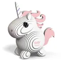 EUGY 650014 Einhorn, 3D Tier-Puzzle für Kinder und Erwachsene zum Zusammenbauen, DIY Tierfigur, Bastelset ab 6 Jahren, Weiß