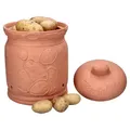 MamboCat Terra Kartoffeltopf aus Terrakotta I Ø 19,3cm I Tontopf mit Deckel für Ihre Küche I formschöne Aufbewahrungsdose mit Relief & Schriftzug I Ideal für die Lange Lagerung