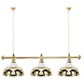 Billard Lampe 3 Schirme gold mit Glas / goldfarbene Halterung