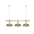 Billardlampe 3 Schirme gold mit Glas / goldfarbene Halterung