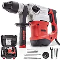 HECHT starkes Bohrhammer Set mit 1500 Watt (Zerstörer 2025) – Mit Zubehör, Meißel und Koffer – Perfekt für Beton – Mit Meißelfunktion (enorme 6 Joule) - Robuster Bohrhammer