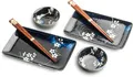 WestCraft Sushiteller SUSHI TELLER SET, Sushi Geschirr Set, Mehrteiliges Sushi-Set, (6 St), für 2 Personen Sushi-Teller, Schalen und Essstäbchen versch. Designs