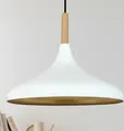 Pendelleuchte | Champion | Skandinavisch aus Holz und Metall, 35 cm, Weiß Hängelampe Wohnzimmer