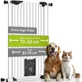 BOMI® Absperrgitter 73-161 cm zum Klemmen mit Katzenklappe Mira | Ohne Bohren | Tierschutzgitter Weiß - Weiß