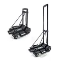ZHJINGYU Sackkarre Klappbar, 45kg Transportkarre mit Teleskopstange - 2 Expanderseilen inklusive - Leichtgängige Räder - Ideal für Haushalt & Lagerung(4 Rad, Stahl)