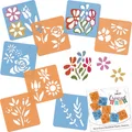 Schablonen Malen für Kinder, 8 Stück Set 15x15 cm Blumen, Kinder Kreatives Zeichenschablonen, Kunststoff Wiederverwendbar Malschablone