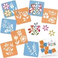 NAKLEO Schablonen Malen für Kinder, 8 Stück Set 15x15cm Blumen, Kinder Kreatives Zeichenschablonen, Kunststoff Wiederverwendbar Malschablone DIY Handwerk, Papier Wand Holz Stoff