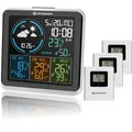 Bresser Wetterstation Funk mit Außensensor Quadro Individio mit 4 unterschiedlichen Messpunkten inklusive 3 Außensensoren für Temperatur und Luftfeuchtigkeit, silber