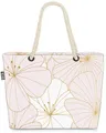Wildblumen Grafik Blumen Beach Bag geblümt blumen weiss gold blüten blumenmuste
