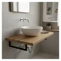 DaoWood Waschtischplatte Waschtischplatte Massive Eiche Holz mit gerade Kanten Hellbraun 50cm braun 100 cm x 4 cm