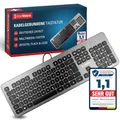 FreeVoice PC Tastatur Mit Kabel - Leise USB Keyboard für Laptop & Computer - Rutschfeste & Flache Tastatur für Büro, Home-Office & Zuhause