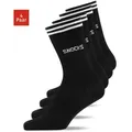SNOCKS Sportsocken Hohe Tennissocken mit Streifen für Damen & Herren (4-Paar) aus Bio-Baumwolle, stylish für jedes Outfit schwarz 43-46