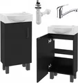 Stamar Badezimmerschrank Stehend mit Waschbecken 40 Schwarz Matt Armatur Chrom Drehbar