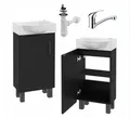 STAMAR Waschbeckenunterschrank Badmöbel Standschrank 40 cm mit Waschbecken Schwarz Armatur Chrom Unterschrank stehend Keramik-Becken Siphon Komplett-Set schmal