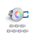LongLife LED 8er Set Einbaustrahler Mini 3W RGBW silber IP65 Dimmbare Strahler für Terrassenüberdachung, Carports, Dachüberständen