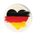 itenga 24x Sticker Aufkleber DEUTSCHLAND rund 4cm aus Papier I Scrapbooking I selbstklebend I Deko-Sticker für Mottoparty, Geschenke, DIY, Basteln I Aufkleber im Herz-Design in deutscher Flagge