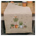 Vervaco Stickpackung Kreuzstich Set Vorgedruckt Tischläufer Gartengeräte Stickdecken Vorgezeichnet DIY Basteln Erwachsene Kreativ Stickläufer zum Selbersticken 40 x 100 cm Stickset