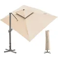 Sonnenschirm 300x400cm Rechteck Khaki Parasol windfest  Gartenschirm