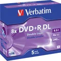 VERBATIM 43541 DVD+R Double Layer 8.5GB 8X 5PK Jewel Case Matt Silver Rohling