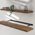 Casaria® Wandregal Holz Dunkle Eiche Regal mit Halterung 15kg Tragkraft Hängeregal Küche Wohnzimmer Flur Wand Schweberegal Bücherregal Regalbrett Schwebend 110cm