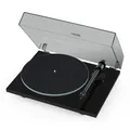 Pro-Ject T1 EVO Phono Plattenspieler mit integriertem Vorverstärker – Riemenantrieb, Aluminium-Tonarm, Ortofon OM 10 Tonabnehmer, Staubabdeckung (Piano Schwarz)