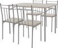 ML-Design 5-teilig Essgruppe, Esstisch mit 4 Stühlen, Eiche hell, Holz, Esszimmerstühle mit Metallbeinen