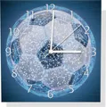 Wallario Design Wanduhr Fußball digital - Netzwerk in blau aus Aluverbund, Größe 30 x 30 cm