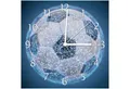 Wallario Wanduhr Fußball digital - Netzwerk in blau (Aluverbunduhr)