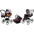 Babylux® Classic White | 3in1 Kinderwagen Set | Maroon Flowers | Kombikinderwagen | Kinderwagens