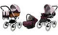 BabyLux Kinderwagen 3in1 mit Autositz für Kleinkinder – Kinderwagen für Neugeborene und Kleinkinder –– Baby Neugeborenen Kinderwagen – 59x105x125cm – Max 15kg – Maroon Flowers White Frame