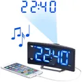 auvisio Projektions-Radiowecker mit Curved-Display, Dual-Alarm & USB-Ladeport