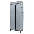 INTIRILIFE Faltschrank 68 x 45 x 175 cm in GRAU - Mit Reißverschluss Stoffschrank Kleiderschrank mit Kleiderstange, Fächern und Seitentasche - Camping Steckschrank Textil Garderobe