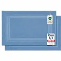 Komfortec 2er Badvorleger aus 100% Baumwolle, 600 GSM, Duschvorleger, Waschbar, Badteppich, Saugfähig, Frottee, 50x70 cm, Hellblau