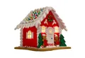 Christmas Paradise Weihnachtshaus Lebkuchenhaus mit LED 13 cm, Weihnachtsdeko, rot-weiß, leuchtet