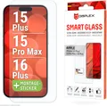 Displex Displayschutzglas Smart Glass Screen Protection für Apple iPhone 15 Plus, Apple iPhone 15 Pro Max, Apple iPhone 16 Plus, Displayschutzfolie, Schutzfolie, Bildschirmschutz, kratz- & stoßfest