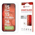 Displex Smart Glass (9H) für Apple iPhone 15 Plus/15 Pro Max/16 Plus, Montagesticker, unzerbrechlich, ultra-dünn, unsichtbar (Smart Glass 15 Plus/15 Pro Max/16 Plus)