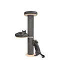 PET VIOLET Kratzbaum wandmontierbar 126 cm hoch – mittelgroßer Katzenbaum mit Premium Sisal Säulen Grau