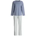CALIDA Pyjama Cotton Special Damen (2 tlg) weich, pflegeleicht, elastischer Hosenbund blau L (48/50)