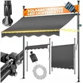 KESSER Klemmmarkise mit Handkurbel & LED, 200x180cm Balkonmarkise ohne Bohren UV-Beständig (Markise + solarbetriebene LED Lichterkette, höhenverstellbar 176-305cm) Sicht- & Sonnenschutz für Balkon Terrasse & Garten, wasserabweisend schwarz 200 cm x 180 cm x 305 cm