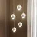 Pendelleuchte Lucande, Hayley, Transparent, für Wohnzimmer, Glas, Modern