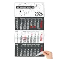 TOBJA 3-Monatskalender 2026 Wandkalender mit Schieber – FSC-zertifizierter Kalender 2026 mit Feiertagen & Kalenderwochen – 30x56 cm – Kalender für Büro & Planung