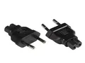 Good Connections Stromadapter Euro-Stecker Typ C (CEE 7/16, gerade) an C7/Euro 8 Buchse (gerade) - Netzadapter/Steckdosenadapter/Netzleitungsadapter - SCHWARZ, PA-0370S