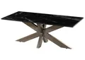 Couchtisch 120x60 Marmor schwarz / Kreuzgestell Eisen Antik Grau BARCELONA #404